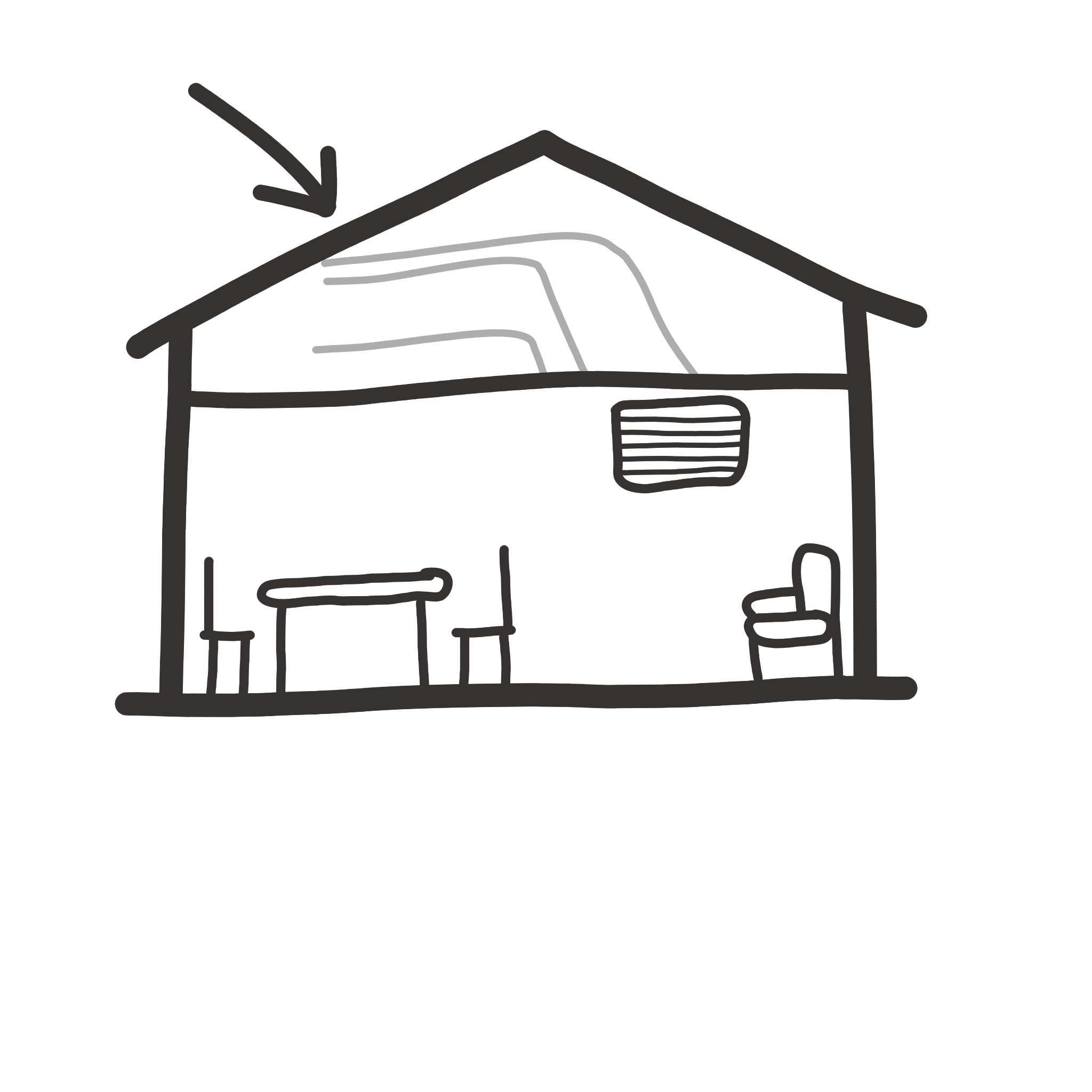 A poorly drawn house with gnomes blocking an air duct.